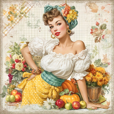 Fall Pin up Girl Sign, DCO-102061, Sign For Wreath, 10x10in Metal Sign